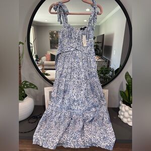 Trixxi Blue Floral Tie-Shoulder Sundress - Lightweight Women’s Dress